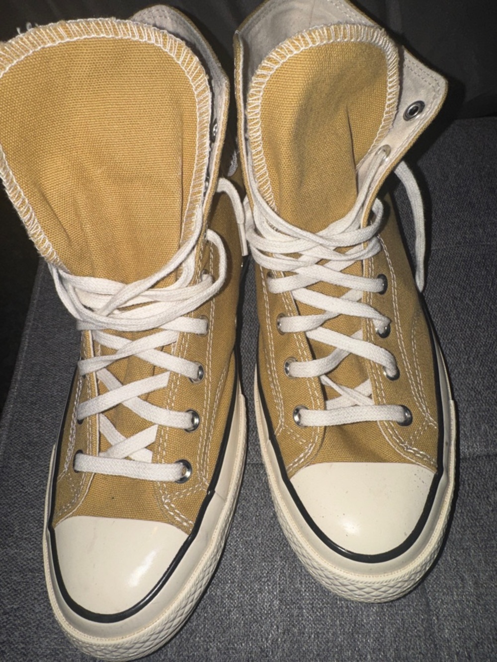 Classic High-Top Canvas Sneakers in Mustard - Women's